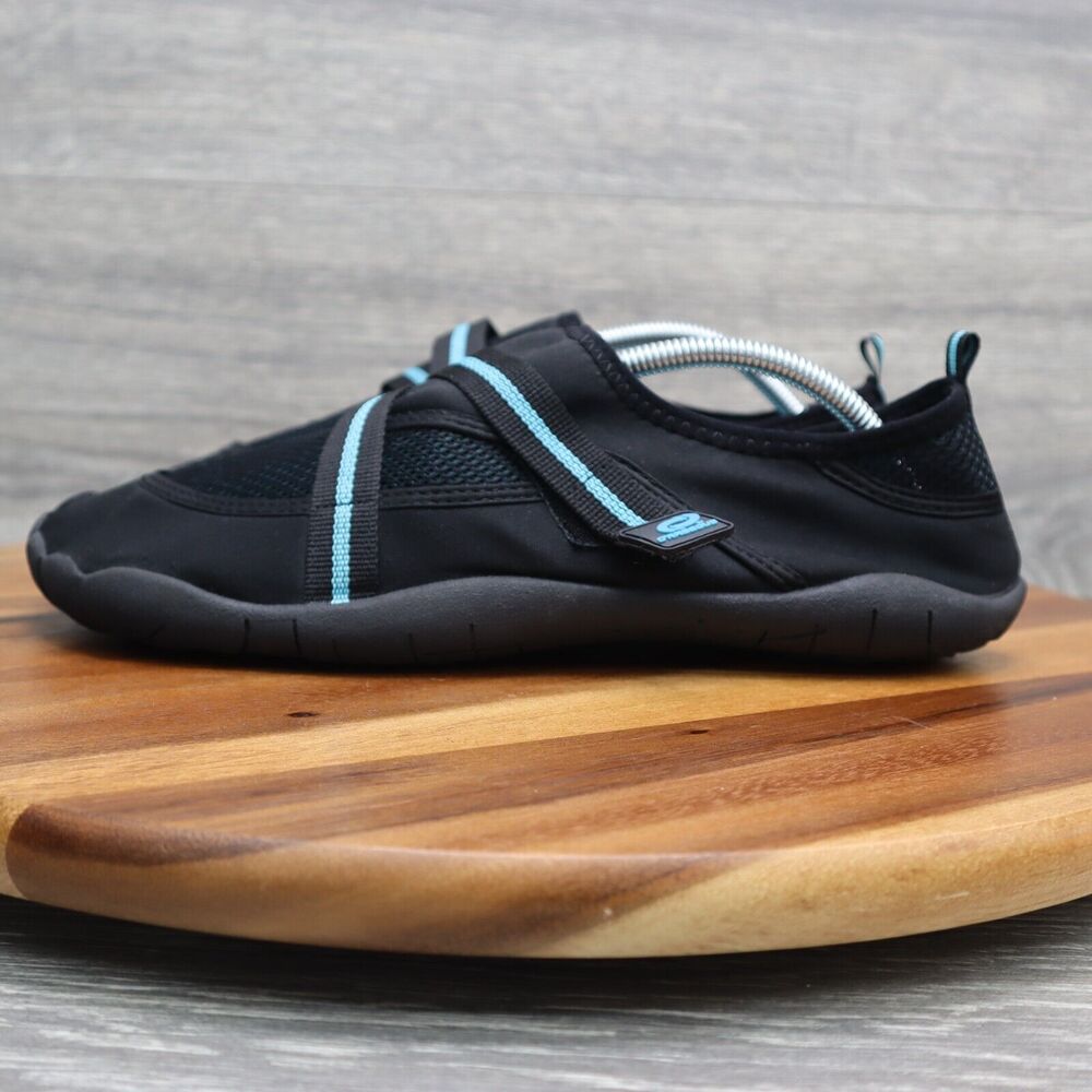 O Rageous Shoes Womens XL Black Blue Textile Aqua US 11 to 12 Slip On Foot Wear